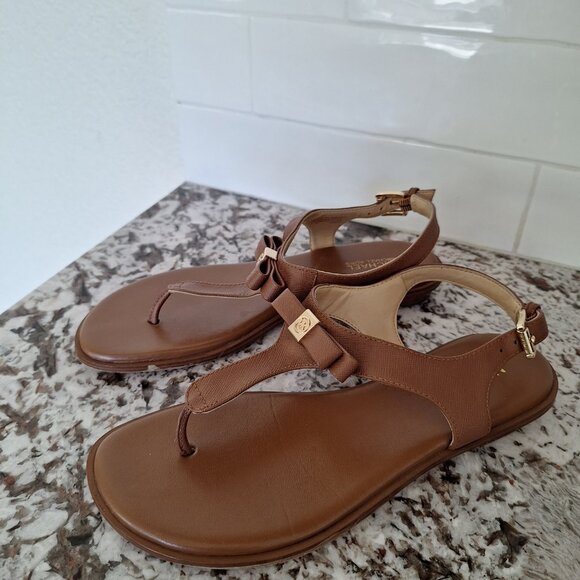 Michael Kors Brown Sandals with Gold Accents - Picture 6 of 7